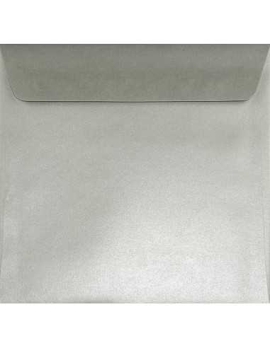 Ozdobná perleťová metalizovaná obálka čtvercová K4 17x17 HK Sirio Platinum stříbrná 110g