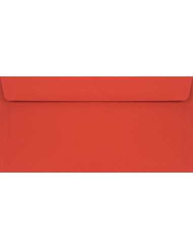 Ozdobná hladká jednobarevné obálka DL 11x22 HK Burano Rosso Scarlatto červená 90g