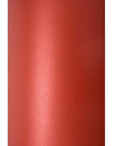 Perleťový metalizovaný dekorativní papír Sirio Pearl 125g Red Fever červený pak. 10A4
