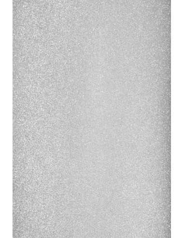 Dekorační papír, barevný, z jedné strany brokátový samolepicí 150g stříbrný 10A4