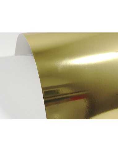 Dekorační papír, barevný, jednostranně lesklý Mirror 300g Lustro Gold zlatý pak. 10A4