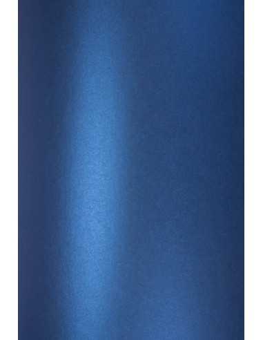 Papier ozdobny metalizowany perłowy Majestic 250g Satin Blue ciemny niebieski 72x102 R125