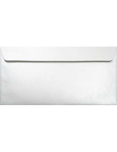 Ozdobná perleťová metalizovaná obálka DL 11x22 HK Majestic Marble White bílá 120g