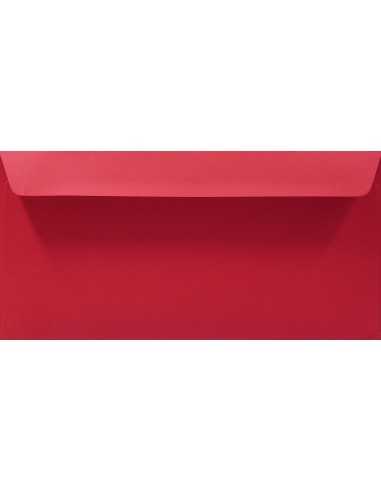 Ozdobná hladká jednobarevné obálka DL 11x22 HK Plike Red červená 140g