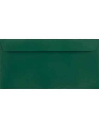 Ozdobná hladká jednobarevné obálka DL 11x22 HK Plike Green tmavé zelená 140g