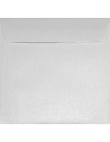 Ozdobná perleťová metalizovaná obálka čtvercová K4 17x17 HK Sirio Ice White bílá 125g