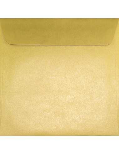 Ozdobná perleťová metalizovaná obálka čtvercová K4 17x17 HK Sirio Pearl Aurum zlatá 110g