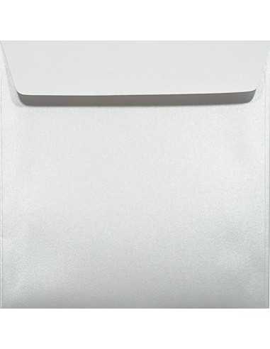 Ozdobná perleťová metalizovaná obálka čtvercová K4 17x17 HK Majestic Marble White bílá 120g