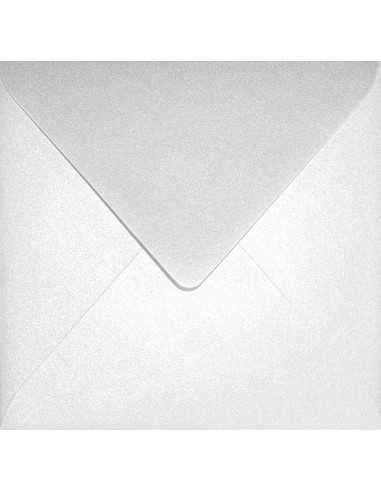 Ozdobná perleťová metalizovaná obálka čtvercová K4 15,5x15,5 NK Aster Metallic White bílá 120g