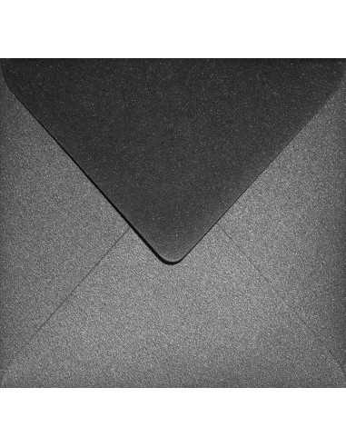 Ozdobná perleťová metalizovaná obálka čtvercová K4 15,5x15,5 NK Aster Metallic Black černá 120g