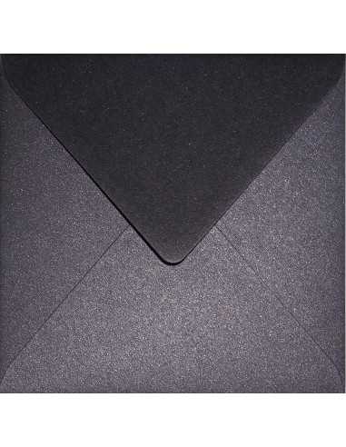 Ozdobná perleťová metalizovaná obálka čtvercová K4 15,5x15,5 NK Aster Metallic Black Cooper černá 120g