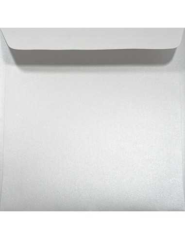 Ozdobná perleťová metalizovaná obálka čtvercová K4 15,6x15,6 NK Majestic Marble White bílá 120g
