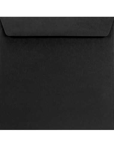 Ozdobná hladká jednobarevné obálka čtvercová K4 15,5x15,5 HK Burano Nero černá 120g