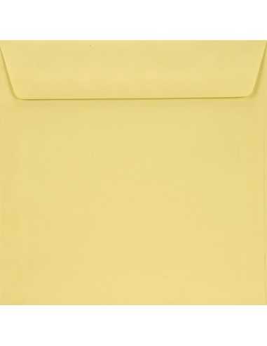 Ozdobná hladká jednobarevné obálka čtvercová K4 15,5x15,5 HK Burano Giallo světle ľlutá 90g