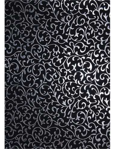 Dekorační papír černý - stříbrná krajka 18x25 5ks.
