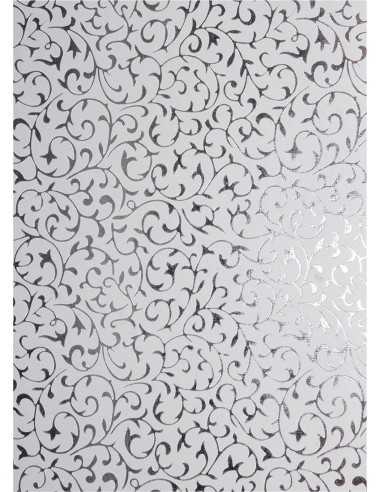 Dekorační papír bílý - stříbrná krajka 18x25 5ks.