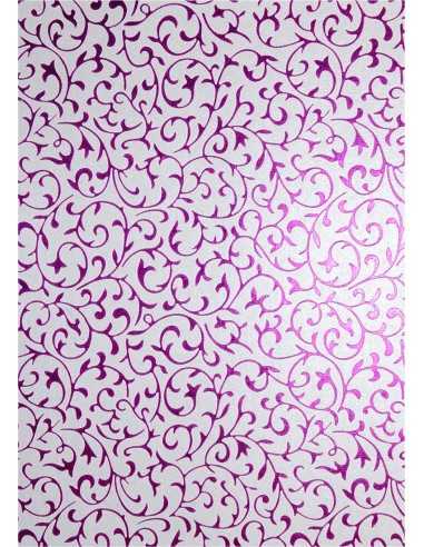 Perleťový metalizovaný dekorativní papír bílý - růľová krajka 18x25 5ks