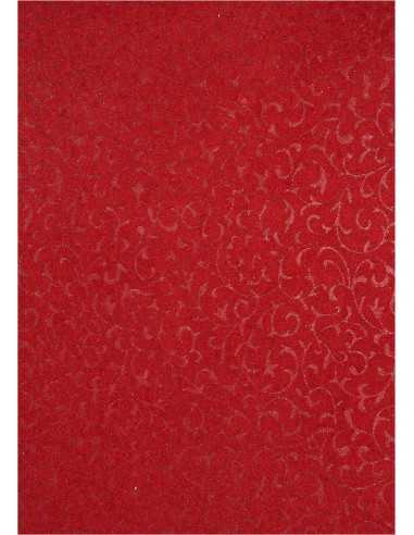 Dekorační papír červený - semiąová krajka 18x25 5ks.