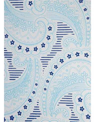 Dekorační papír arabeska vzor - modrý 18x25 5ks.