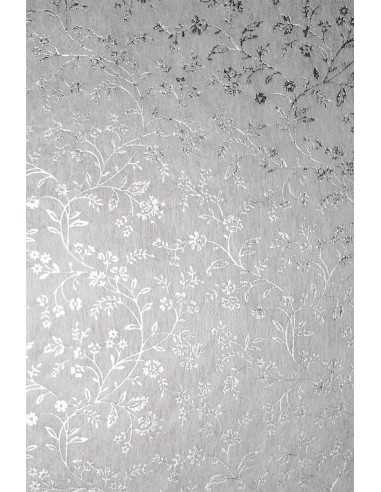 Dekorační papír podąívka bílý - stříbrné květy 19x29 5ks.