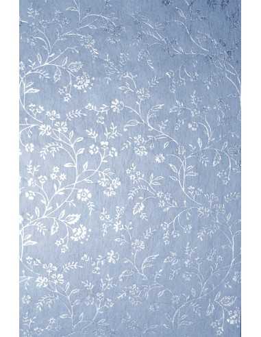 Dekorační papír podąívka světle modrý - stříbrné květy 19x29 5ks.