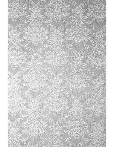Dekorační papír podąívka bílý - stříbrný třpytivý ornament 19x29 5ks.