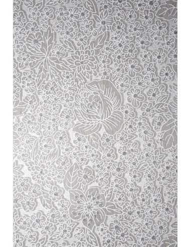 Dekorační papírové obložení bílé - květy s kamínky 19x29 5ks.