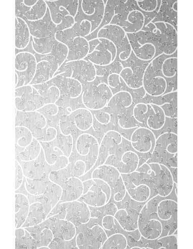 Dekorační papírové obložení bílé - stříbrná třpytivá krajka 19x29 5ks.