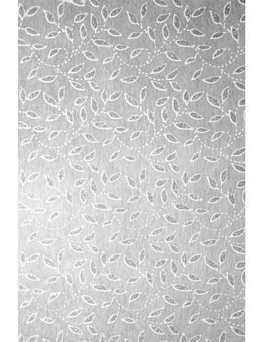 Dekorační papír podąívka bílý - stříbrné třpytivé listy 19x29 5ks.
