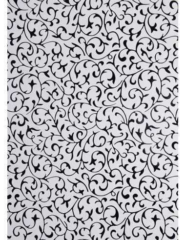 Dekorační papír bílý - černá krajka 56x76cm