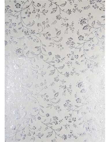 Dekorační papír Metallic Ecru - Silver Flowers 56x76cm