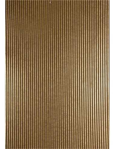 Dekorační papír hnědý - zlaté proužky 56x76cm