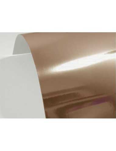 Dekorační papír, barevný, jednostranně lesklý Splendorlux 320g Mirror Bronzo hnědý pak. 10A5