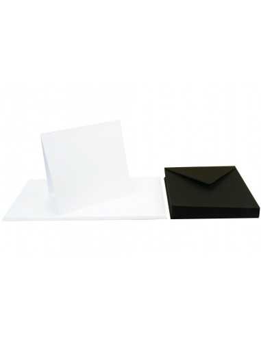 Sestava hladký Dekorační papír Arena 250g bílý s rýhami + obálka K4 Nero černá 25ks.