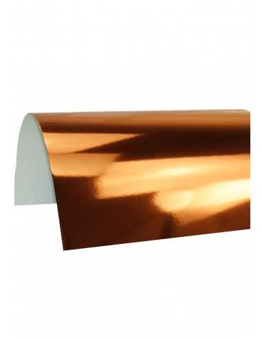 Dekorační papír, barevný, jednostranně lesklý Mirror 270g Lustro Copper hnědý pak. 10A4
