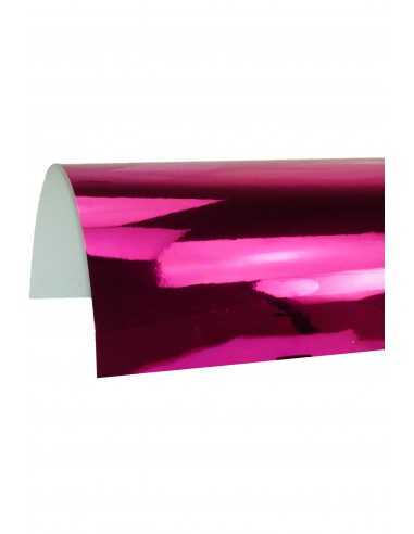 Dekorační papír, barevný, jednostranně lesklý Mirror 270g Lustro Pink tmavý růľový pak. 10A4