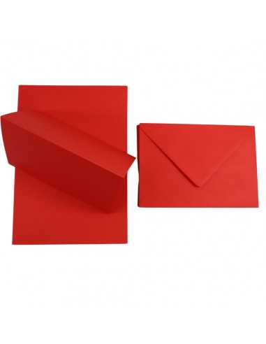 Sestava barevný hladký Dekorační papír Rainbow 160g R28 červený s rýhami + obálka B6 červená 25ks.