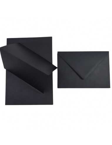 Sestava barevný hladký Dekorační papír Rainbow 160g R99 černý s rýhami + obálka B6 černá 25ks.