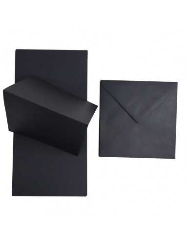Sestava barevný hladký Dekorační papír Rainbow 160g R99 černý s rýhami + obálka K4 černá 25ks.