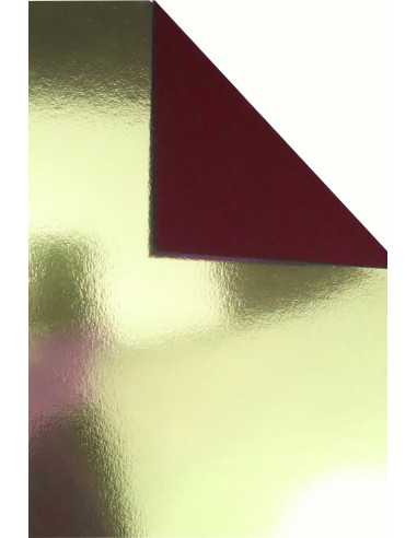Dekorační papír, barevný, jednostranně lesklý Mirror 260g Gold zlatý / bordový B76 pak. 10A3