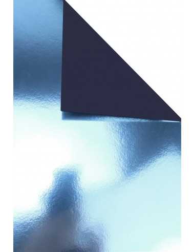 Dekorační papír, barevný, jednostranně lesklý Mirror 260g Silver stříbrný / tmavý modrý B66 pak. 10A4