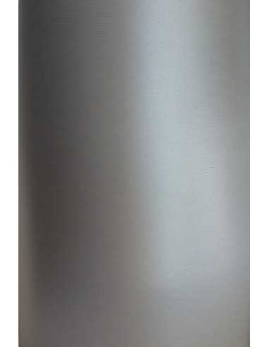 Papier ozdobny metalizowany perłowy Majestic 250g Moonlight Silver Lines srebrny prążki 72x102 R125