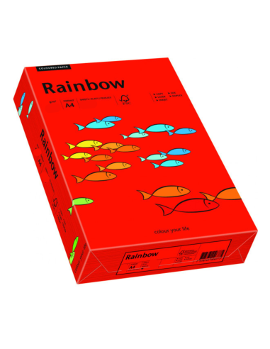 Barevný hladký Dekorační papír Rainbow 160g R28 červený pak. 250A4